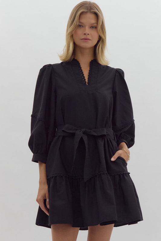Mini Dress with Scallop Trim
