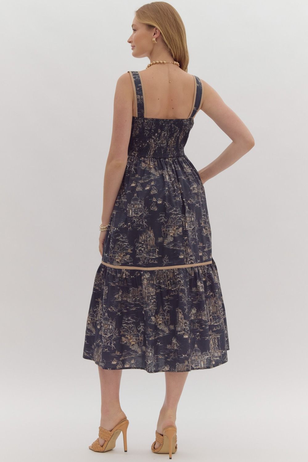 Toile Print Midi Dress