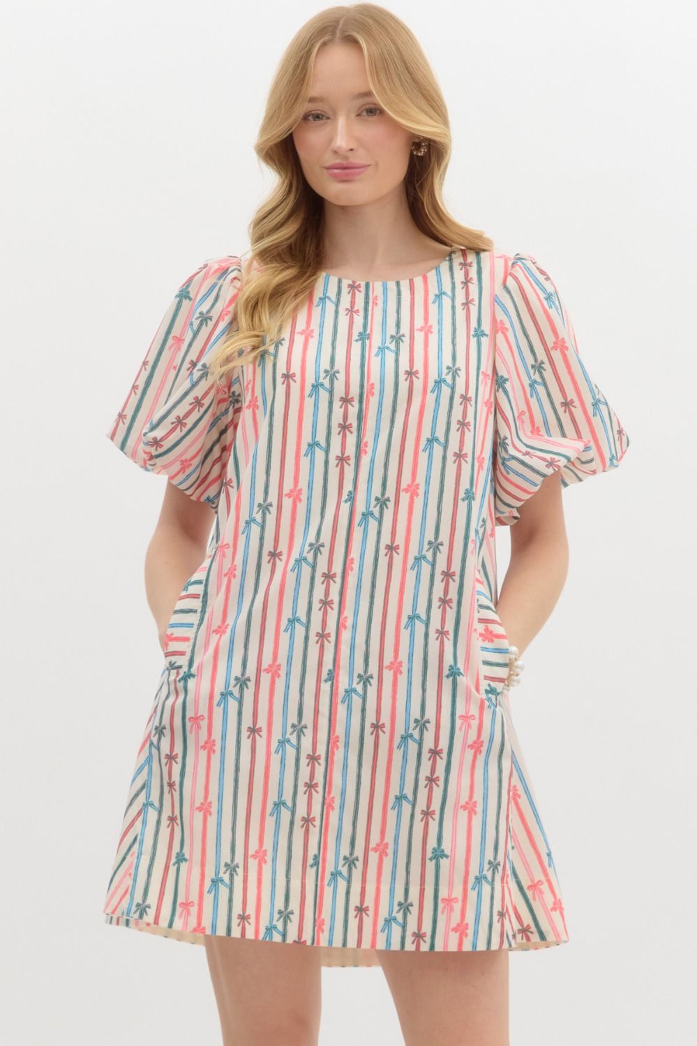 Multicolor Stripe Bow Dress