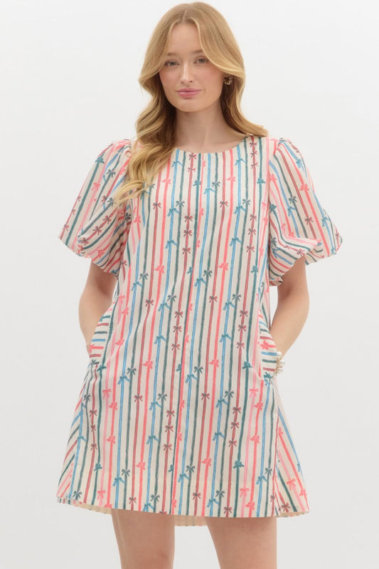Multicolor Stripe Bow Dress
