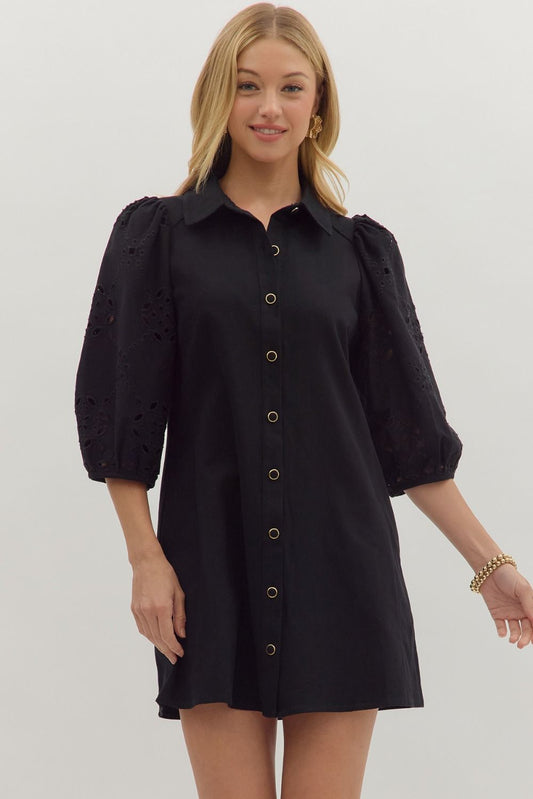 Solid Eyelet Dress