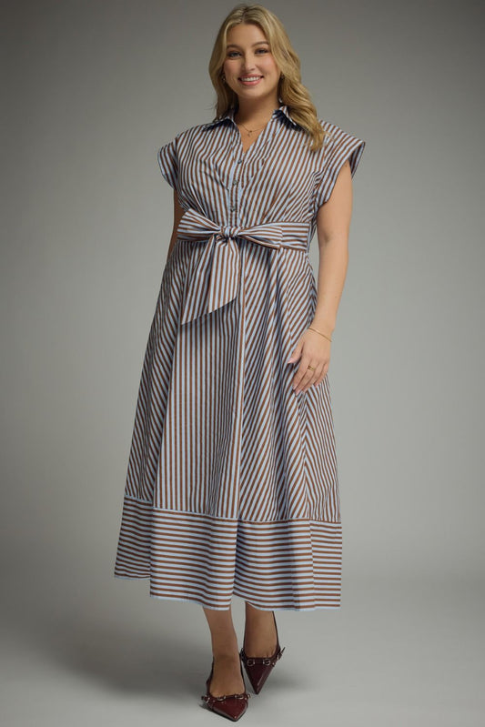 Striped Cap Sleeve Dress