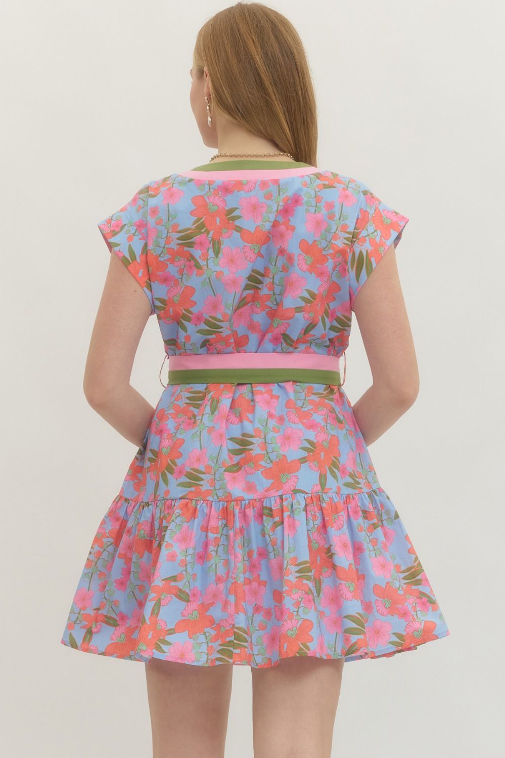 Floral short sleeve mini dress
