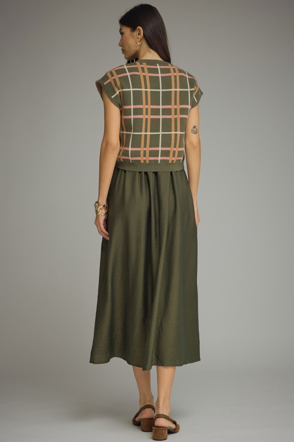 Olive Green Dress w/ Sweater
