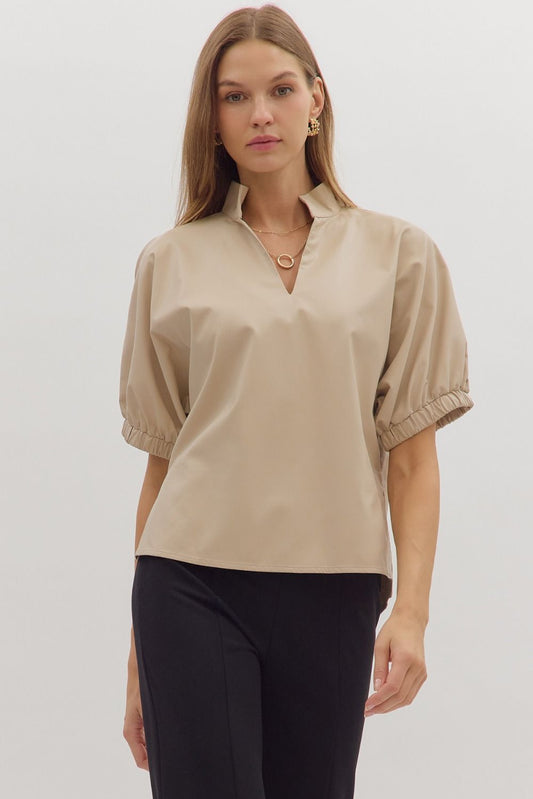 Faux Leather Cream Top