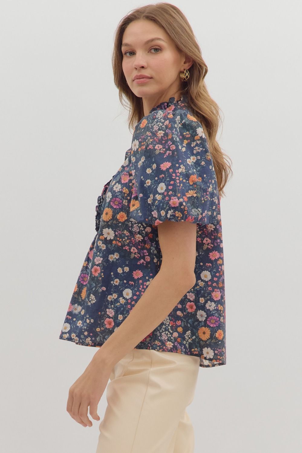 Floral Ruffle collar Top