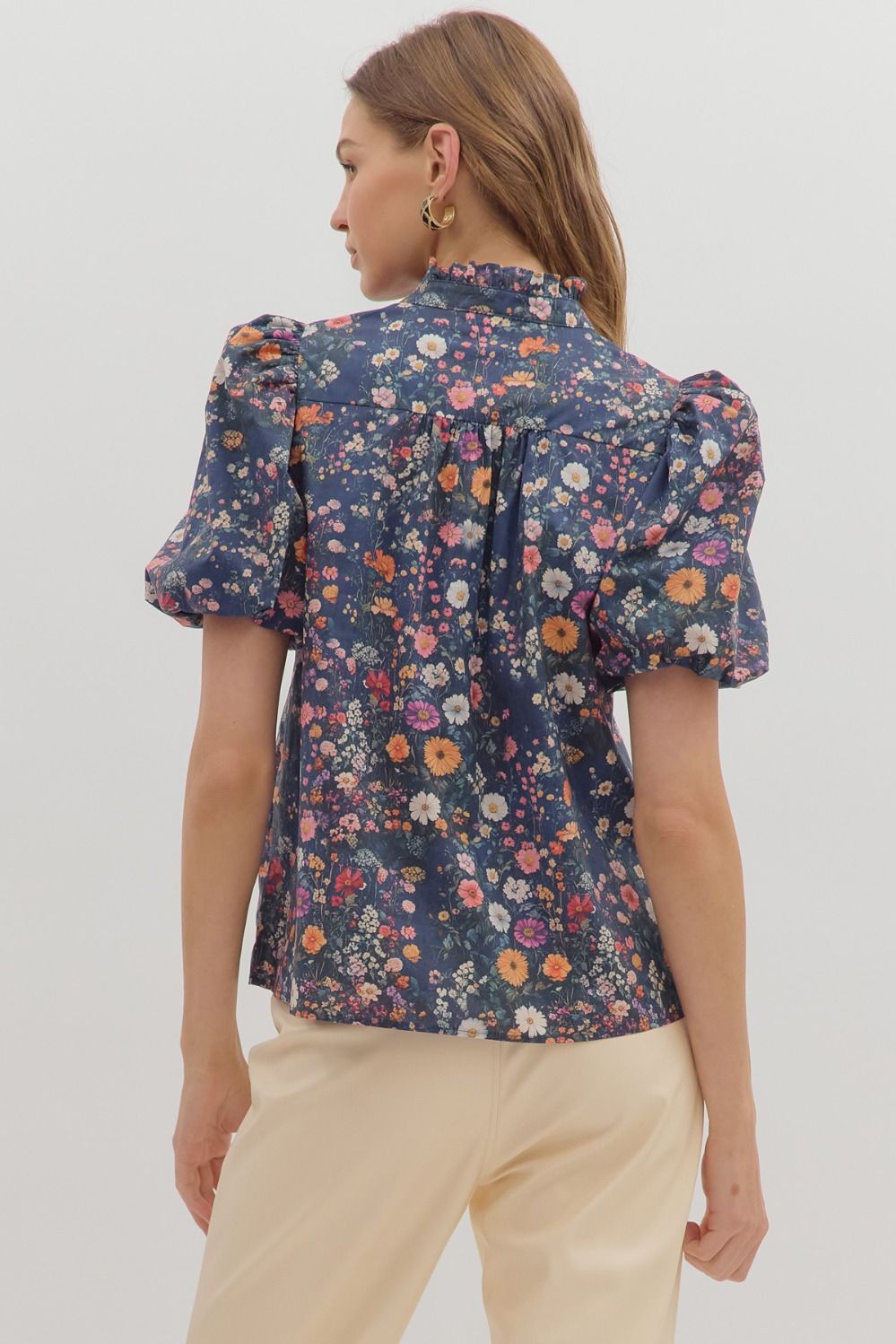 Floral Ruffle collar Top