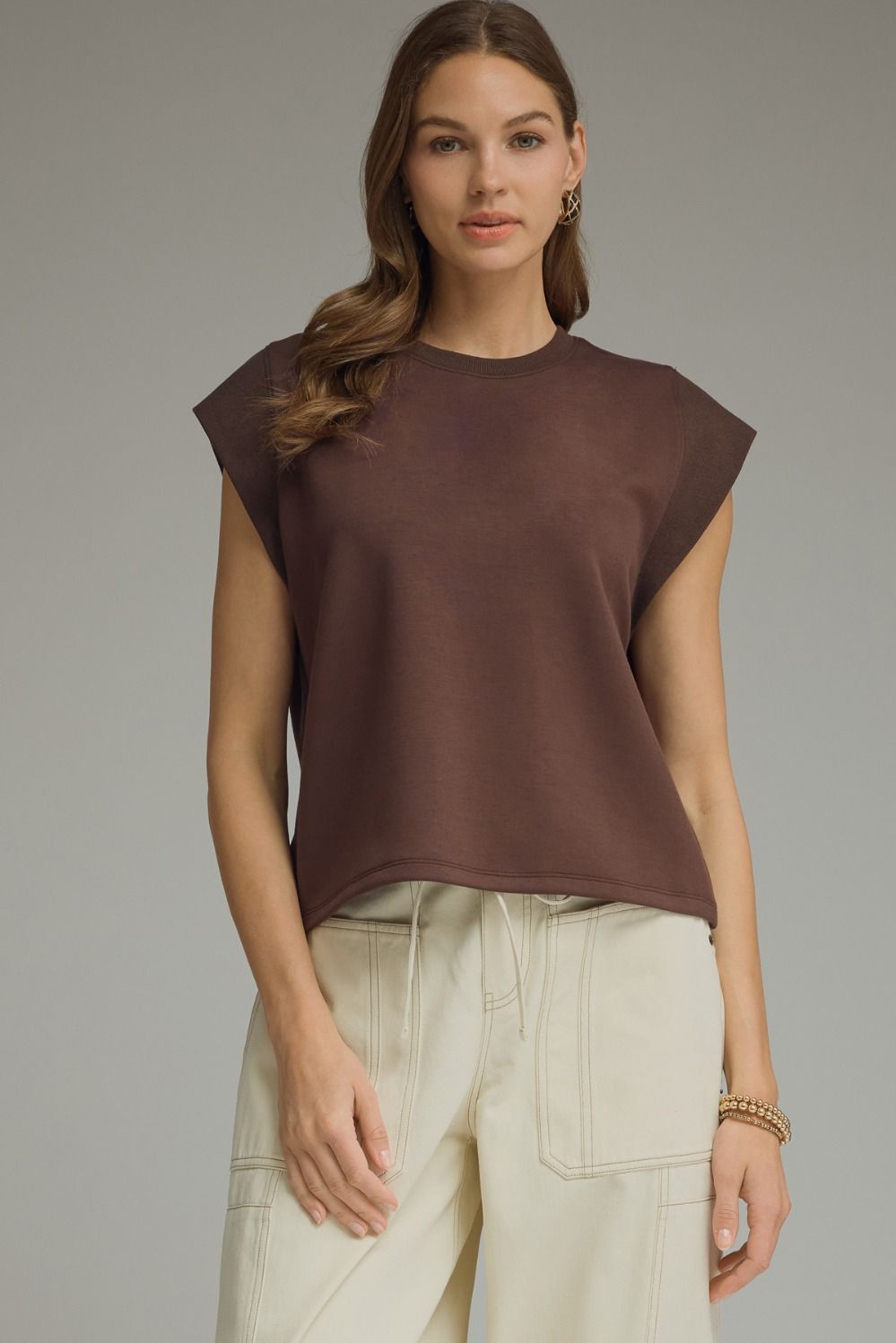 Brown Cap Sleeve Top