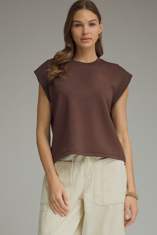 Brown Cap Sleeve Top