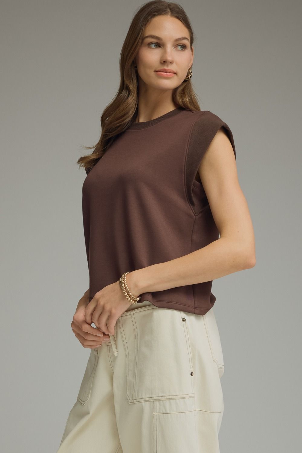 Brown Cap Sleeve Top
