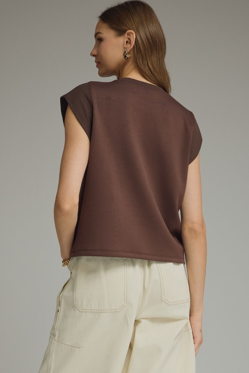 Brown Cap Sleeve Top