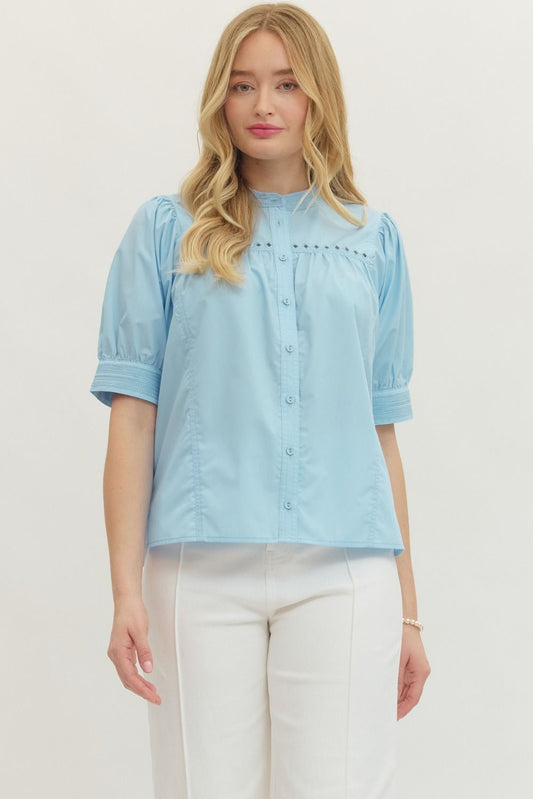 Detailed Button Up Blouse