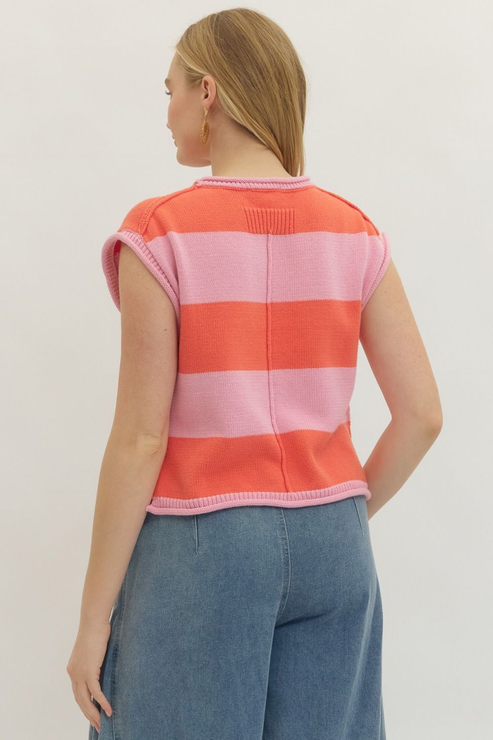 Striped cap sleeve top