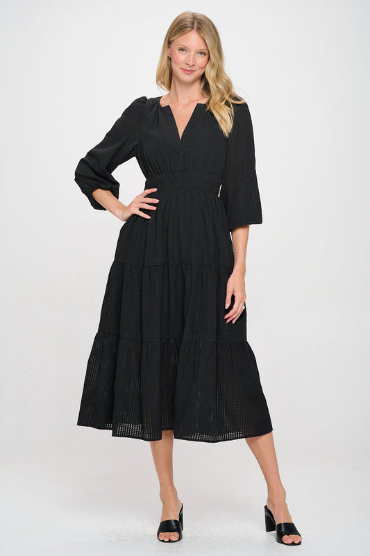 Black Check Maxi Dress