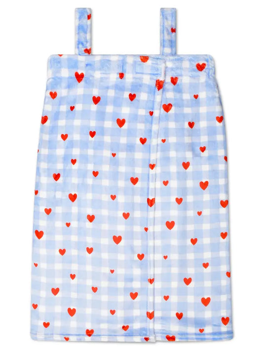 Gingham Hearts Plush Spa Wrap