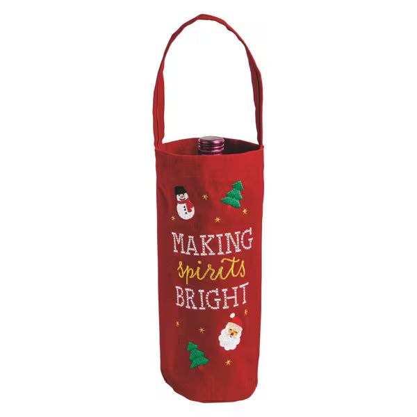 Canvas Holiday Wine Bag