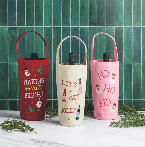 Canvas Holiday Wine Bag