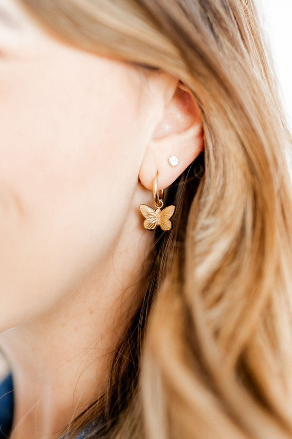 Linny Butterfly Huggie Earrings