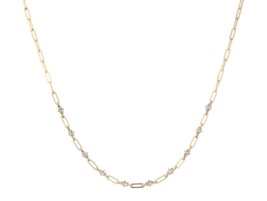 Gold Paperclip Chain with Crystal Stations