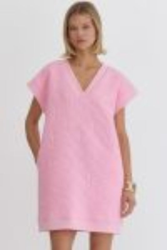 V necked banded sleeve dress