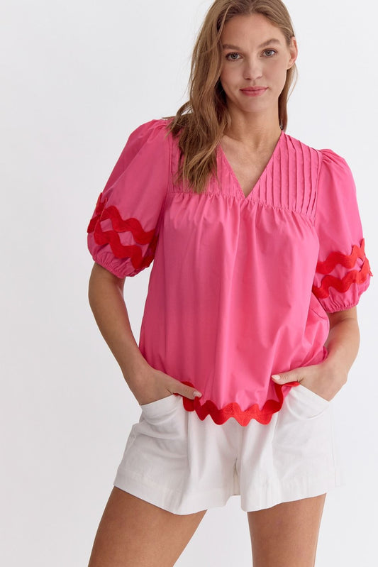 Pink & Red Rick Rack Shirt