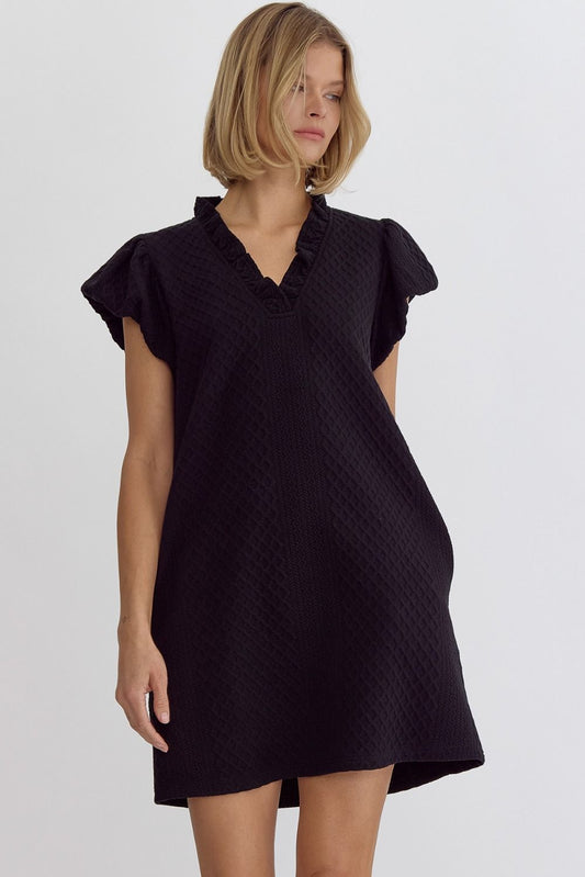 Short Sleeve Textured Mini Dress