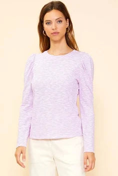 Mini Stripe LS Knit Top Orchid