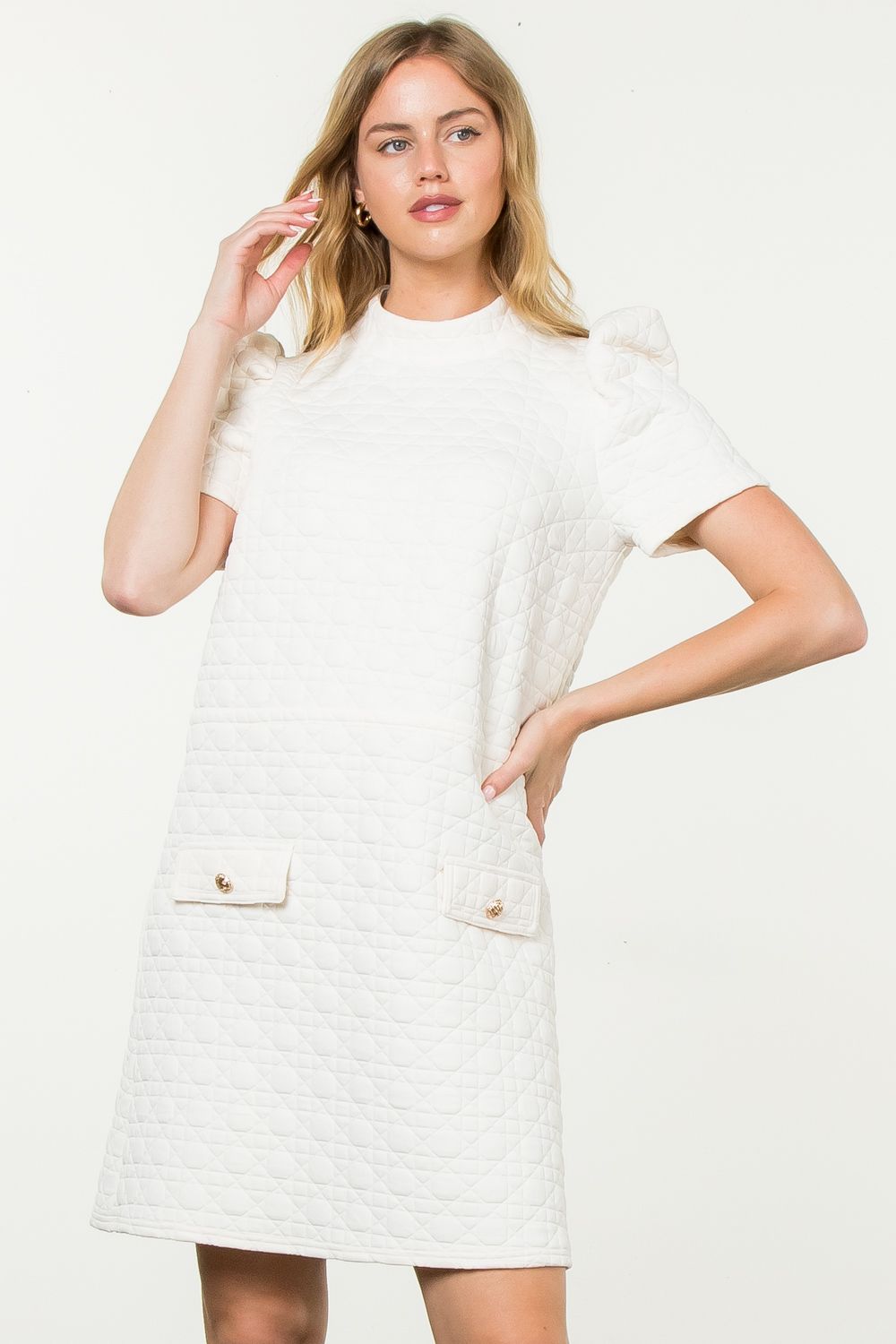 Short Sleeve Textured Dress