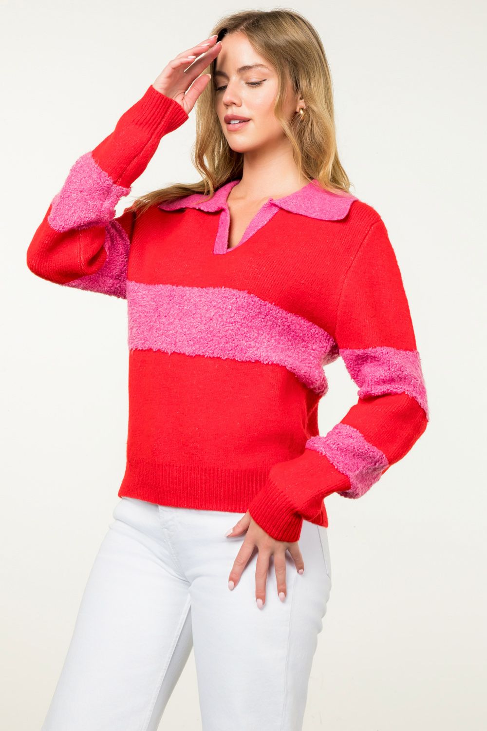 Collared colorblock sweater