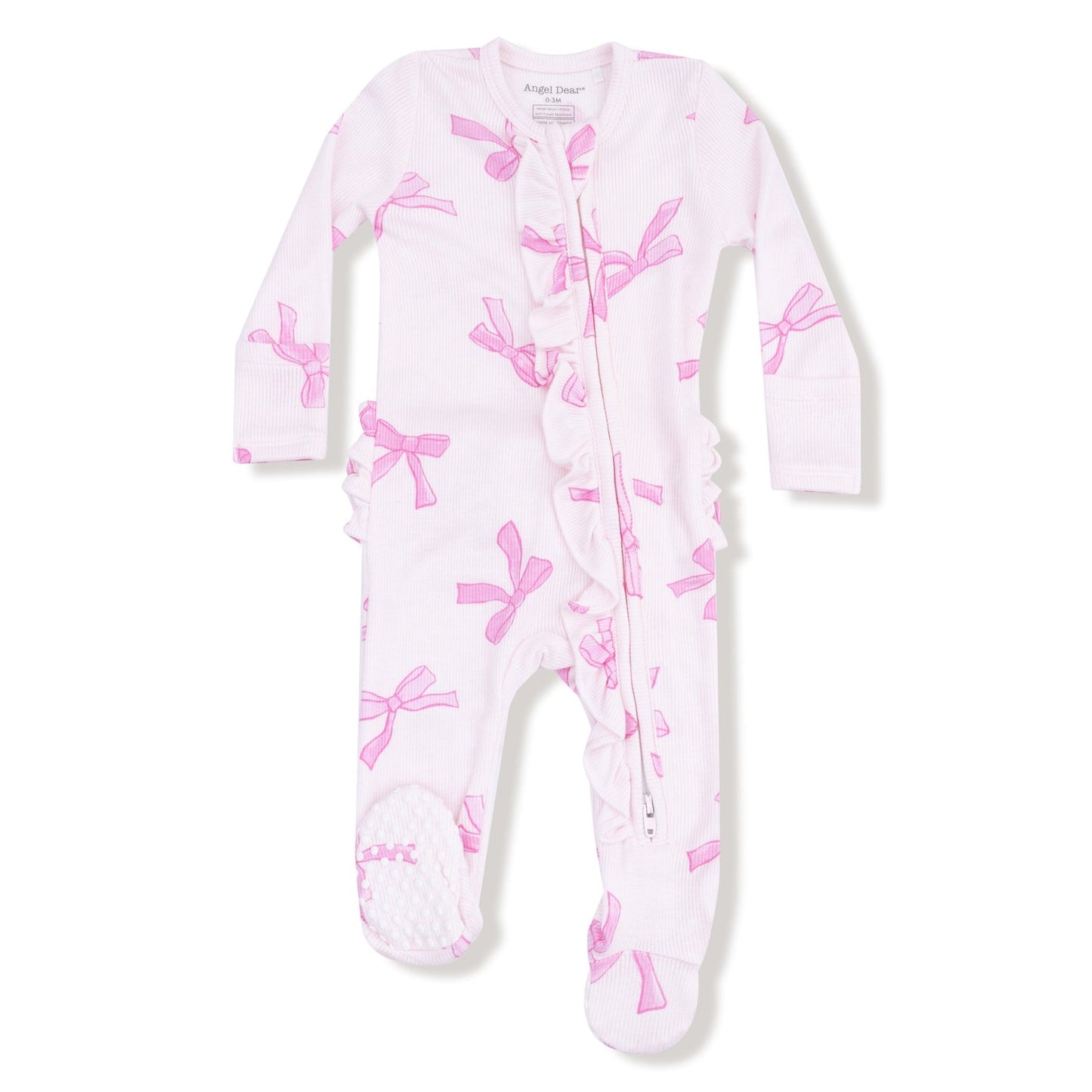 Pretty Bows Ruffle Zipper Footie