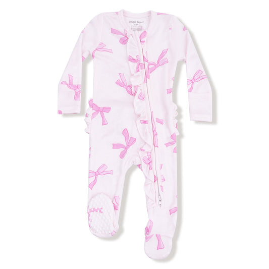Pretty Bows Ruffle Zipper Footie