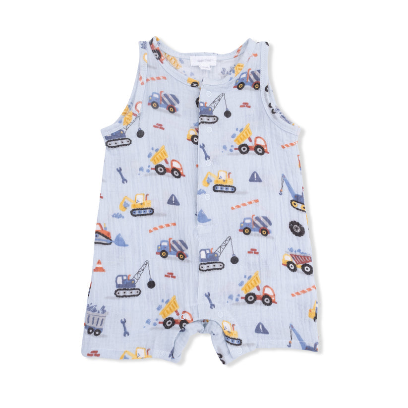 Construction Vehicles - Sleeveless Shortie Romper