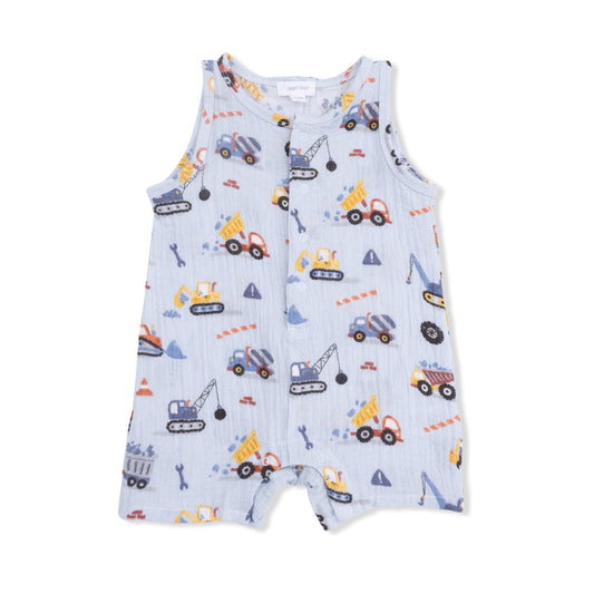 Construction Vehicles - Sleeveless Shortie Romper
