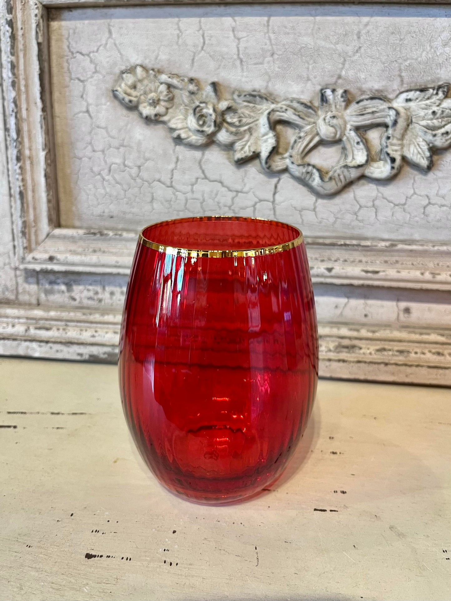 Ribbed Stemless Wine Glasses