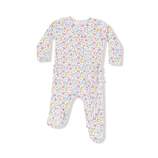 Fruit Floral Zipper Footie