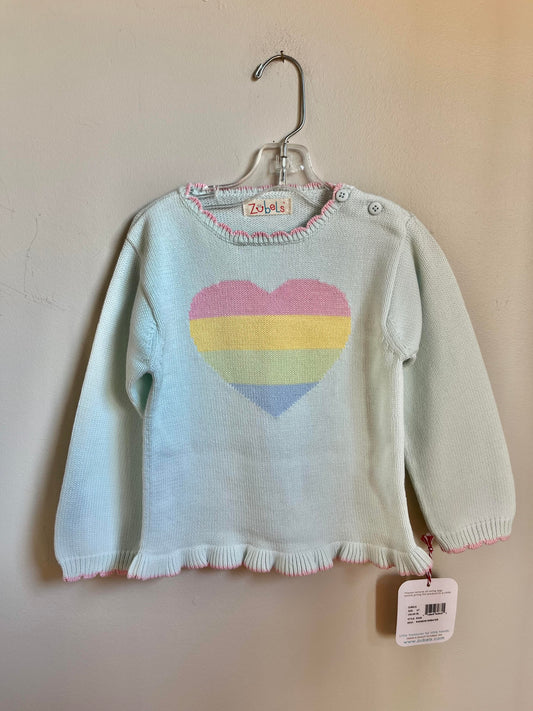 Rainbow Heart Knit Sweater