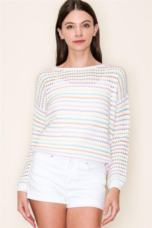 Multi Stripe Pullover Sweater
