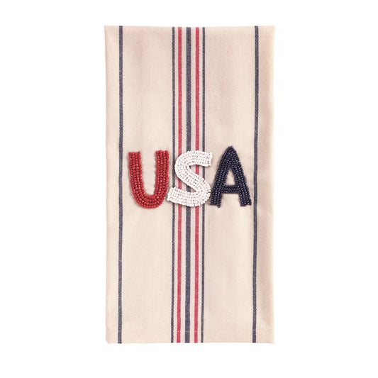 USA beaded tea towel