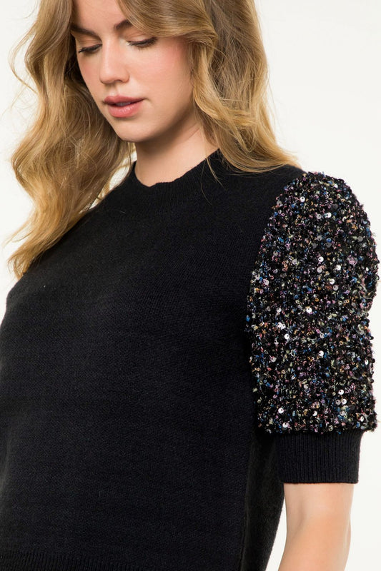 Sequin Sleeve Top